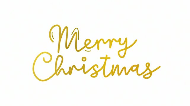 Merry Christmas  One line continuous animated typography intro outro, hand drawn calligraphy monoline vintage text on background, aniamted Calligraphy lettering animation video golden type on white