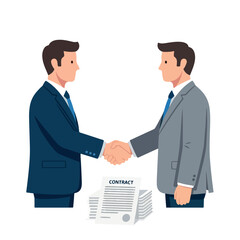 Fototapeta premium Business deal handshake with contract agreement