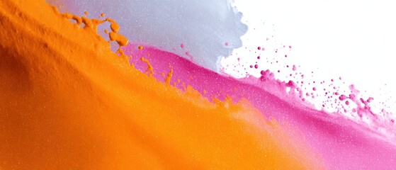 183. dynamic splash of colorful paint for art ad, premium look, golden hour tone, clean background for typography, generic props only