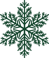 Green snowflake decoration isolated on white background