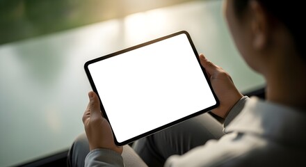 businessman holding tablet pc