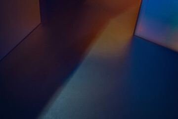 Abstract Color Blocks With Blue And Warm Light Reflections In Modern Studio Setting