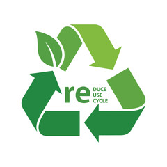 Recycle Symbol with Leaf Detail Emphasizing Reduce Reuse and Recycle Message for Environmental Awareness and Sustainability Initiatives Worldwide
