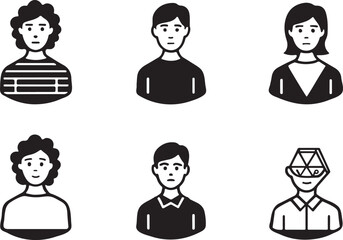 Person icon people. male and female profile. flat vector silhouette set.
