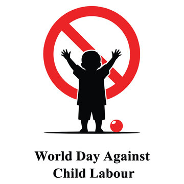 World Day Against Child Labour Illustration with Child Silhouette and Prohibited Sign Supporting Childrens Rights and Promoting Education for a Better Future for All Young People