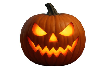 Obraz premium Jack-o'-lantern creating a spooky halloween atmosphere, glowing evil face carving, autumn season celebration