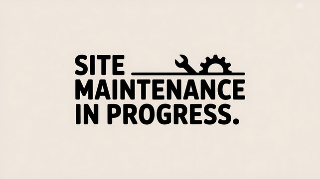 Site maintenance in progress notice with wrench and gear icon, indicating ongoing website updates and technical work, isolated on white background