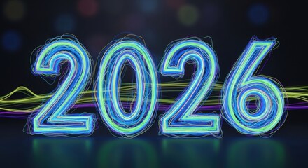 Futuristic Digital Glow Year 2026 Countdown Celebration
