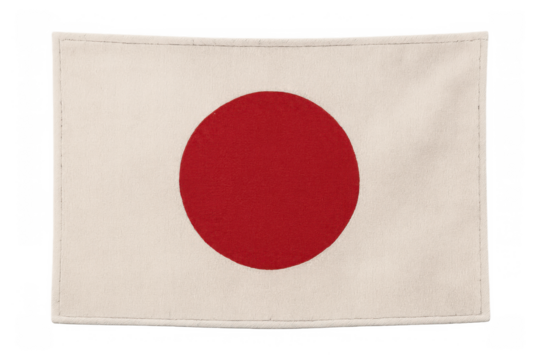 Japan flag, national symbol representing the country, culture, and identity with a red sun on a white background, transparent