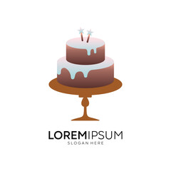 Specialty cake logo. Modern vector illustration. Birthday cake. Bakery industry.