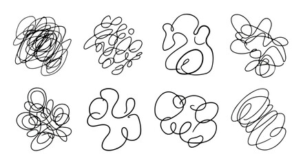 Abstract swirls and lines collection with transparent background