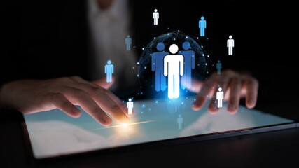 A concept of global leadership and network influence. A central team or individual connects with a...