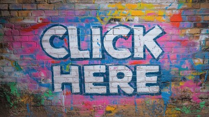 Colorful Graffiti Mural Saying Click Here
