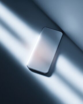 442. modern smartphone floating with glowing UI, modern vibe, natural window light, clean background for typography, ideal for commercial use