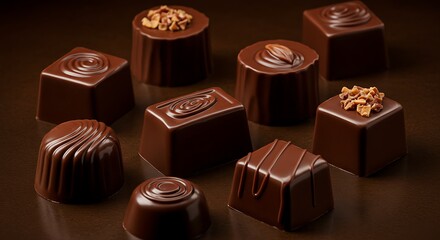 Delicious Assortment of Gourmet Chocolate Candies with Variety of Shapes and Textures