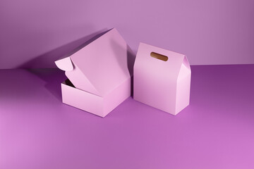 Open pink box mockup without logos