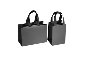 Mockup of a black paper bag without logo with black fabric handles.