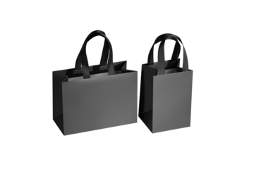 Mockup of a black paper bag without logo with black fabric handles.