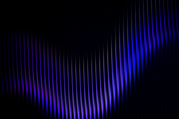 Deep blue wavy lines against a dark background, abstract digital art, glass gradient, vertical stripes