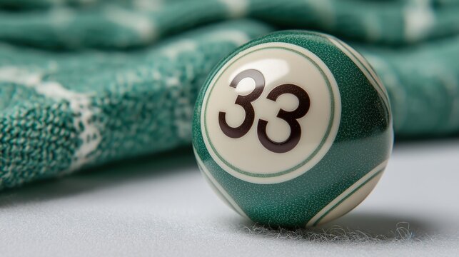 Close-up Green Lottery Ball Number 33