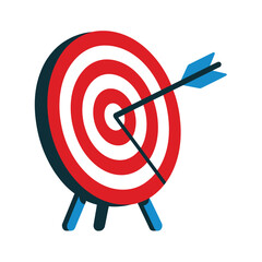 An arrow has hit the bullseye on a target, representing success and achievement.