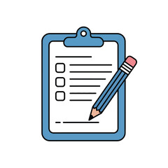 A clipboard with a list and a pencil symbolizes task completion and organization.