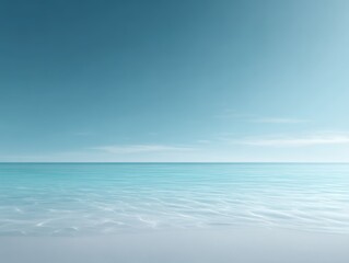 Obraz premium 210. tropical beach with clear water and clean sky, calm atmosphere, controlled studio lighting, clean background for typography, generic props only