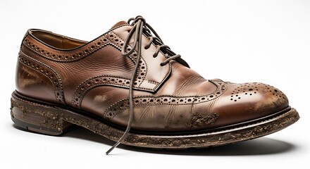 Shoe covered in dirt