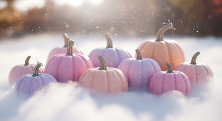 Pumpkin arrangement with pastel colors and sparkle