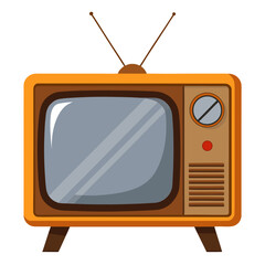 Old television, retro style. Isolated vector illustration on white background. Front view
