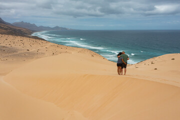 Couple Kissing on the Sand Dunes of Jandía, Fuerteventura