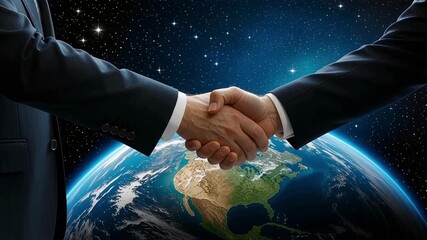 Global business handshake agreement partnership international deal collaboration team work  - Powered by Adobe