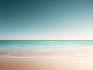 Fototapeta premium 153. tropical beach with clear water and clean sky, warm tone, golden hour tone, minimal composition, generic props only