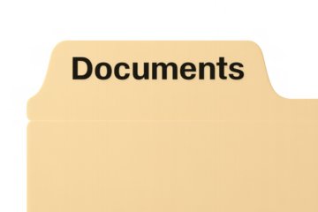 Manila folder with documents tab illustrating organization and archiving of files and important paperwork