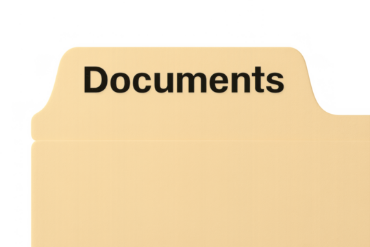 Manila folder with documents tab illustrating organization and archiving of files and important paperwork