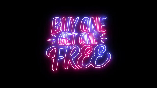 Neon Buy One Get One Free Sale Animation