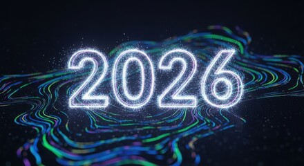 Happy New Year 2026 Celebration Countdown Glowing Numbers Animation Background