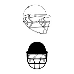 silhouette of cricket helmet icons