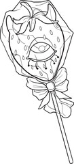 Scary Strawberry Lollipop Tattoo Stencil T-Shirt Print