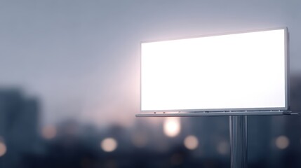 Fototapeta premium 30. blank billboard in urban setting at dusk, premium look, soft diffused glow, ample space for text, ideal for commercial use