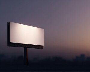 Fototapeta premium 348. blank billboard in urban setting at dusk, modern vibe, golden hour tone, clean background for typography, brand-safe, no logos