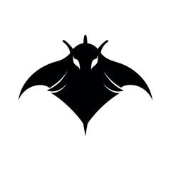 Manta Ray Black Silhouette Line Art Vector Illustration