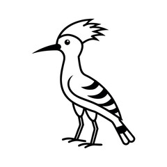 Obraz premium Hoopoe Outline Line Art Vector Illustration