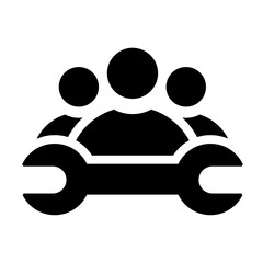 Icono de equipo de soporte técnico. Asistencia técnica y trabajo en equipo. Mantenimiento, reparación y colaboración técnica. Ilustración vectorial