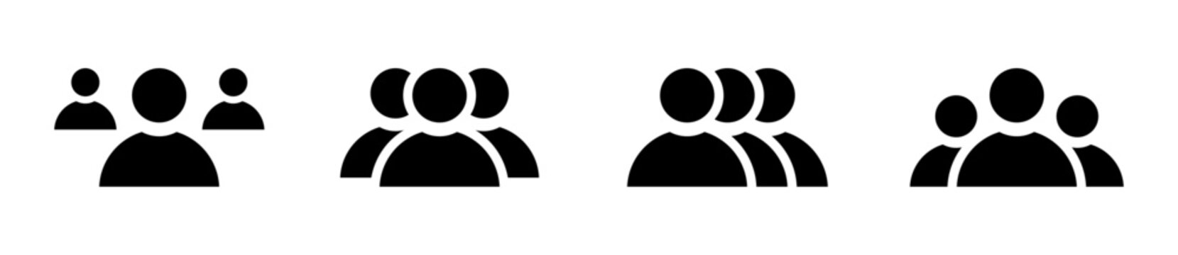 Conjunto de iconos de grupos de personas. Comunidad y trabajo colaborativo. Equipo de trabajo, conexi&oacute;n humana, estructura grupal social. Ilustraci&oacute;n vectorial