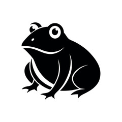 Toad Black Silhouette Line Art Vector Illustration