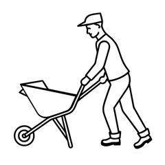 man and woman with wheelbarrow