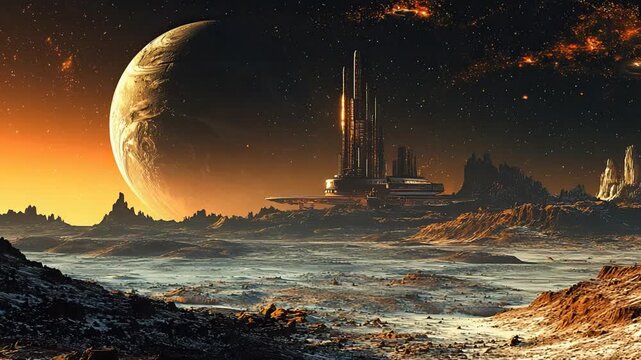 space station with planets for stream vtuber zoom background video