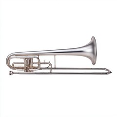 Obraz premium Silver Valve Trombone Isolated on White Background