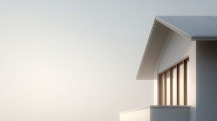 Fototapeta premium 457. modern minimalist house with white and wood tones, calm atmosphere, soft afternoon glow, clean background for typography, generic props only